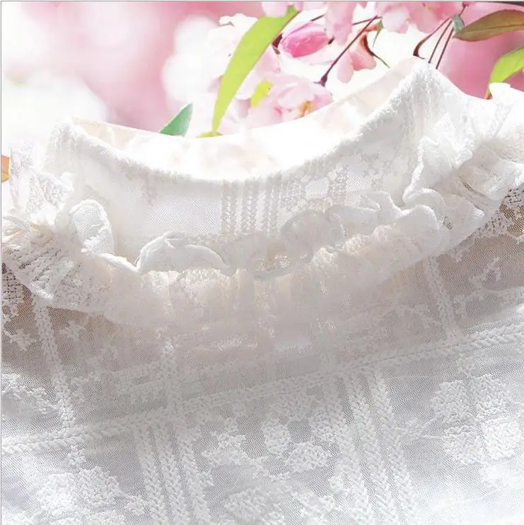 Linbaiway рубашка Поддельный Воротник галстук для женщин выдалбливают Кружева