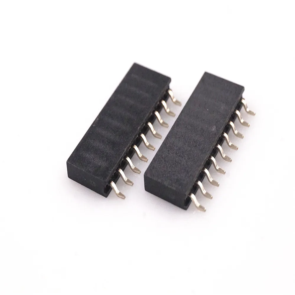 100Pcs 0.100&quot 2.54mm 1x9 Pin 9 Position Female PCB Header Single Row Right Angle SMT/SMD Surface Mount Horizontal M20 Connector - купить