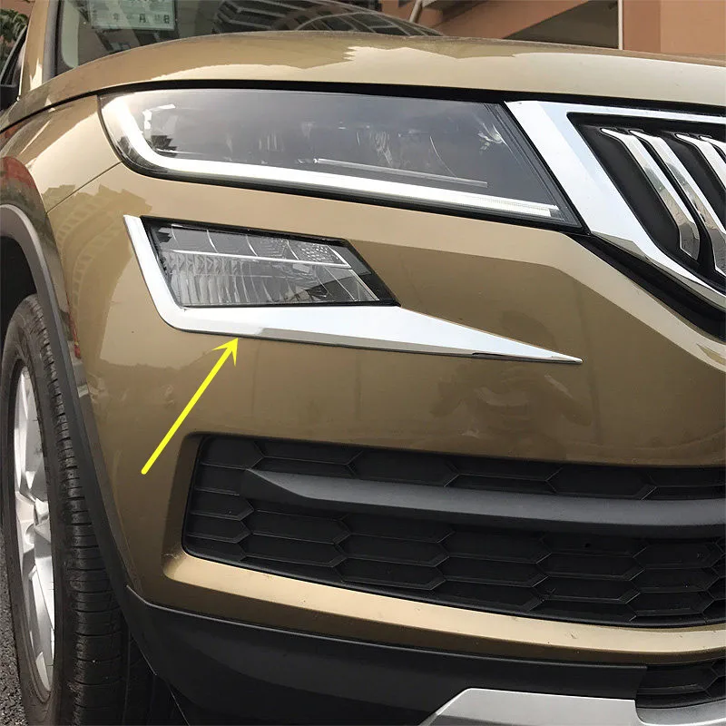 Для Skoda Kodiaq ABS хромированный передний противотуманный светильник, декоративные полосы, накладка, 2 шт., аксессуары для стайлинга автомобилей