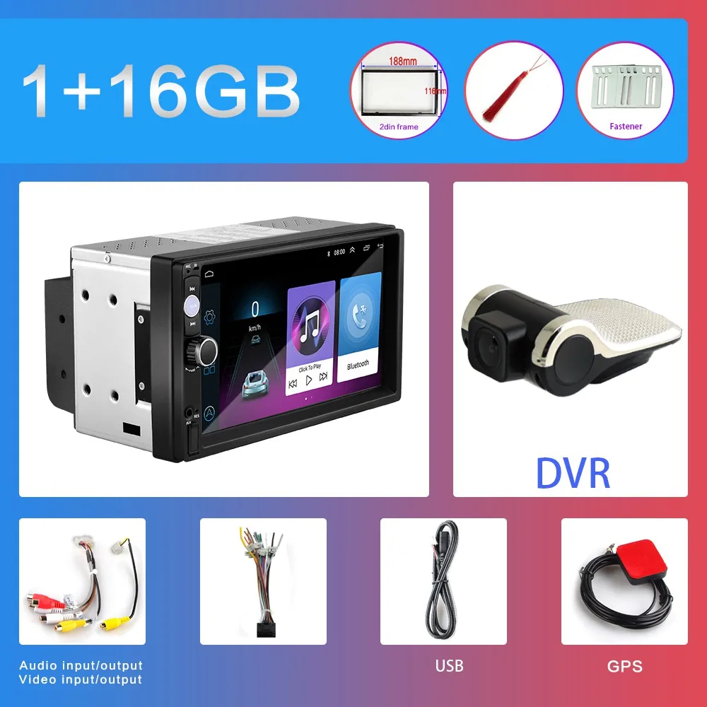 1G-16G-DVR 2G+ 32G 2DIN Android автомобильный DVD мультимедийный плеер 2 DIN HD автомобильное радио с GPS навигацией WiFi USB FM BT 2din " Универсальный Автомобильный MP5 плеер - Цвет: 1G-16G-DVR