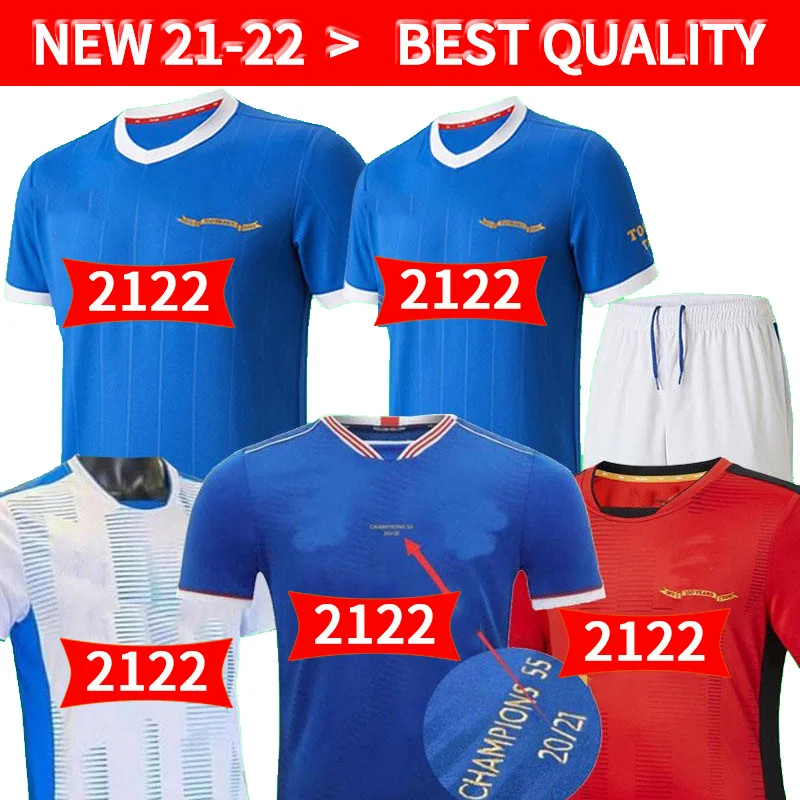 

2021 2022 Rangers fc 150th Soccer Jerseys Glasgow CHAMPIONS 55 DEFOE HAGI BARKER 21 22 Football t-shirts adult kids kit