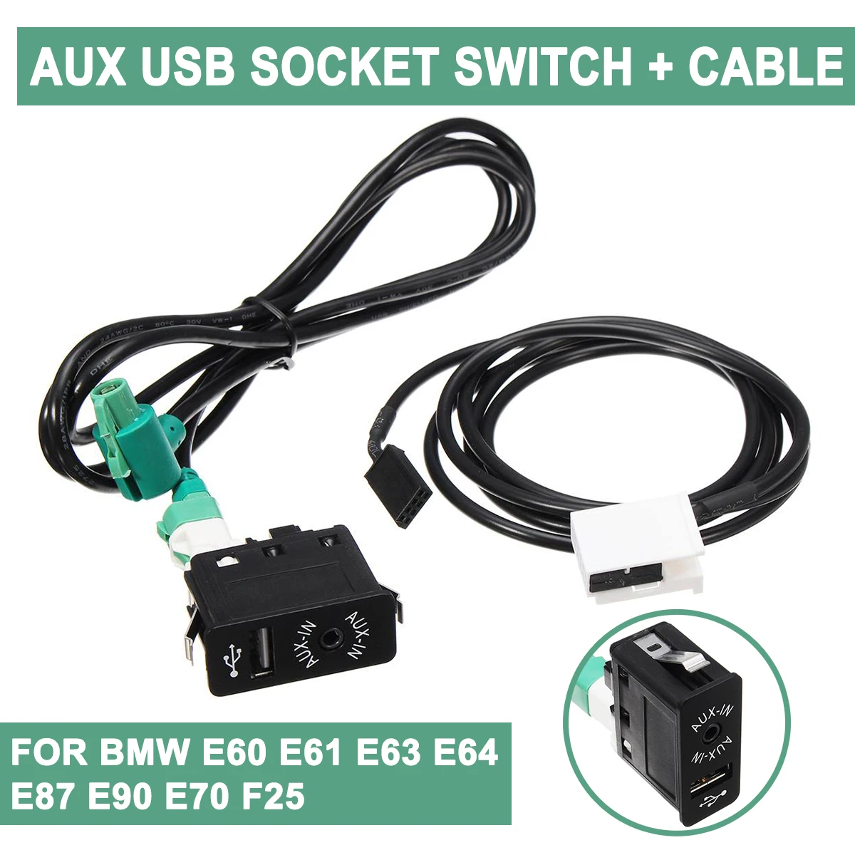Для BMW E60 E61 E63 E64 E87 E90 E70 F25 для Phantom автомобиля AUX USB розетка переключатель + кабель