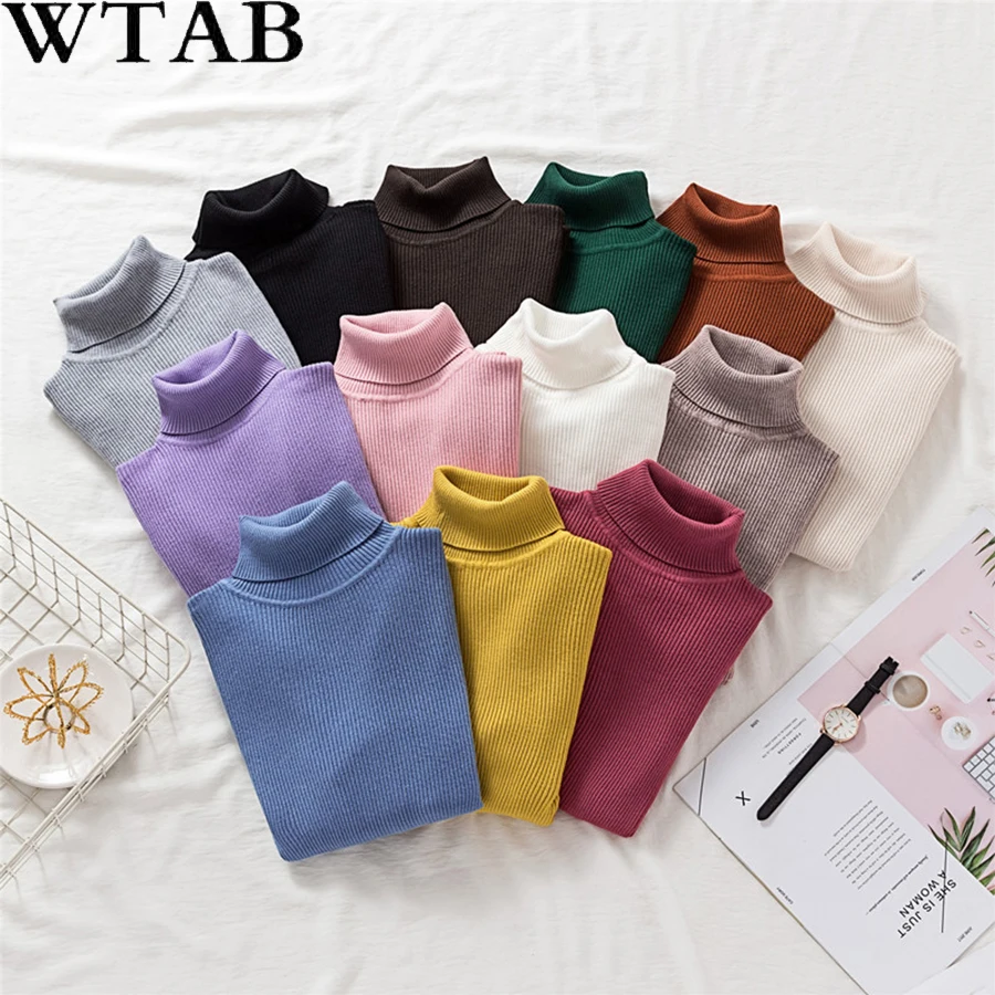 Женский Повседневный офисный свитер с высоким воротником мягкий тонкий вязаный