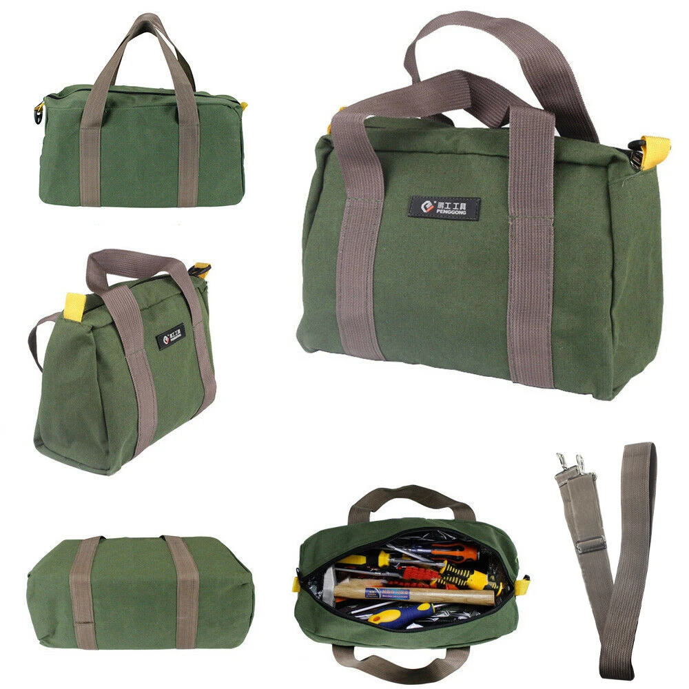 

Heavy Duty Canvas Tool Bags Carry Strap&zip Handle With Organiser Bag Canvas Thicken Work Pocket