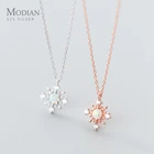 Modian новые светящиеся CZ снежинка стерлингового серебра 925 ожерелье с подвеской для женщин звено цепи Корея Стиль, хорошее ювелирное изделие, подарок