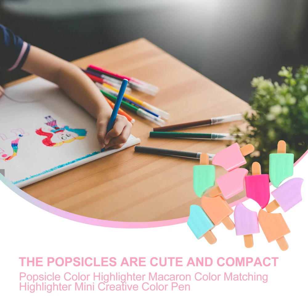 

10Pcs Highlighters Ice Highlighter School Supplies Marker Pen (Random Color)