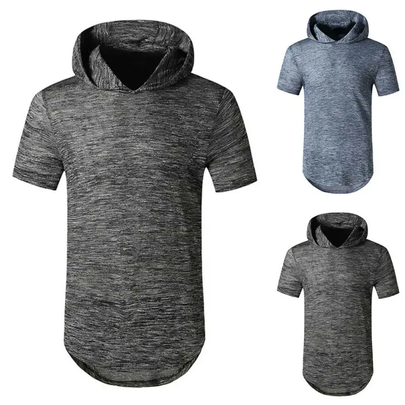 

Men's Short Sleeve Solid T Shirt Hoodies Hoody Summer Casual Tops Blouse Hooded