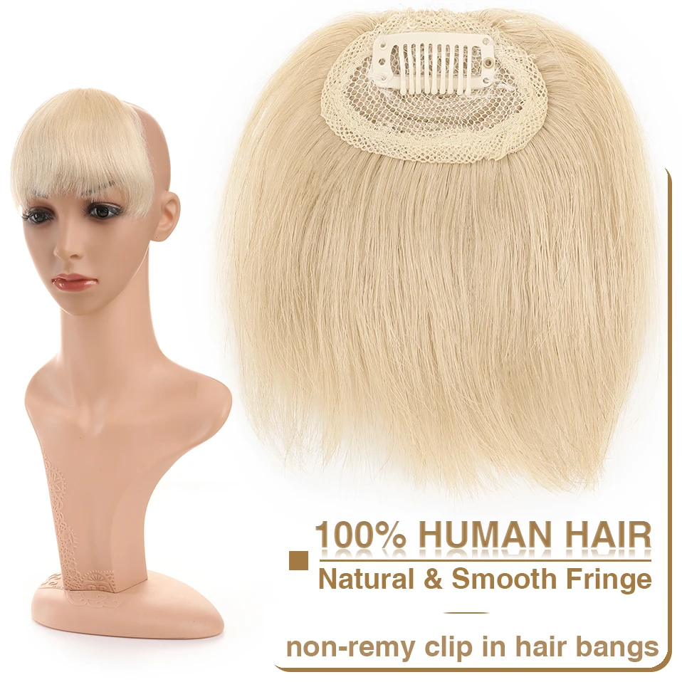 

S-noilite 8g Natural Hair Bangs Fringe Human Hair Bangs Wig Human Hair Clip in Extensions Irregular Fringe Hairpiece For Women