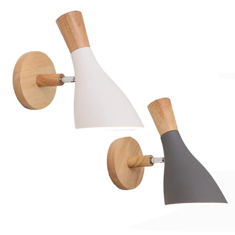 

Настенный светильник в скандинавском стиле, креативный деревянный прикроватный светильник из массива макарона для спальни, гостиной, модн...
