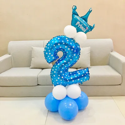 Blue 2 1 комплект воздушные шары в форме цифр номер Фольга воздушные шары на день рождения, свадьбу, Рождество вечерние Декор поставки на день рождения воздушные шары - Цвет: Blue 2