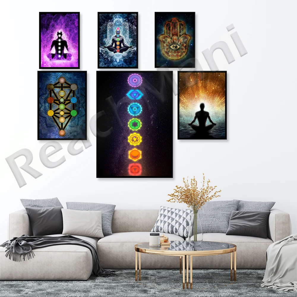 Современная космическая чакра плакат для медитации холст настенный