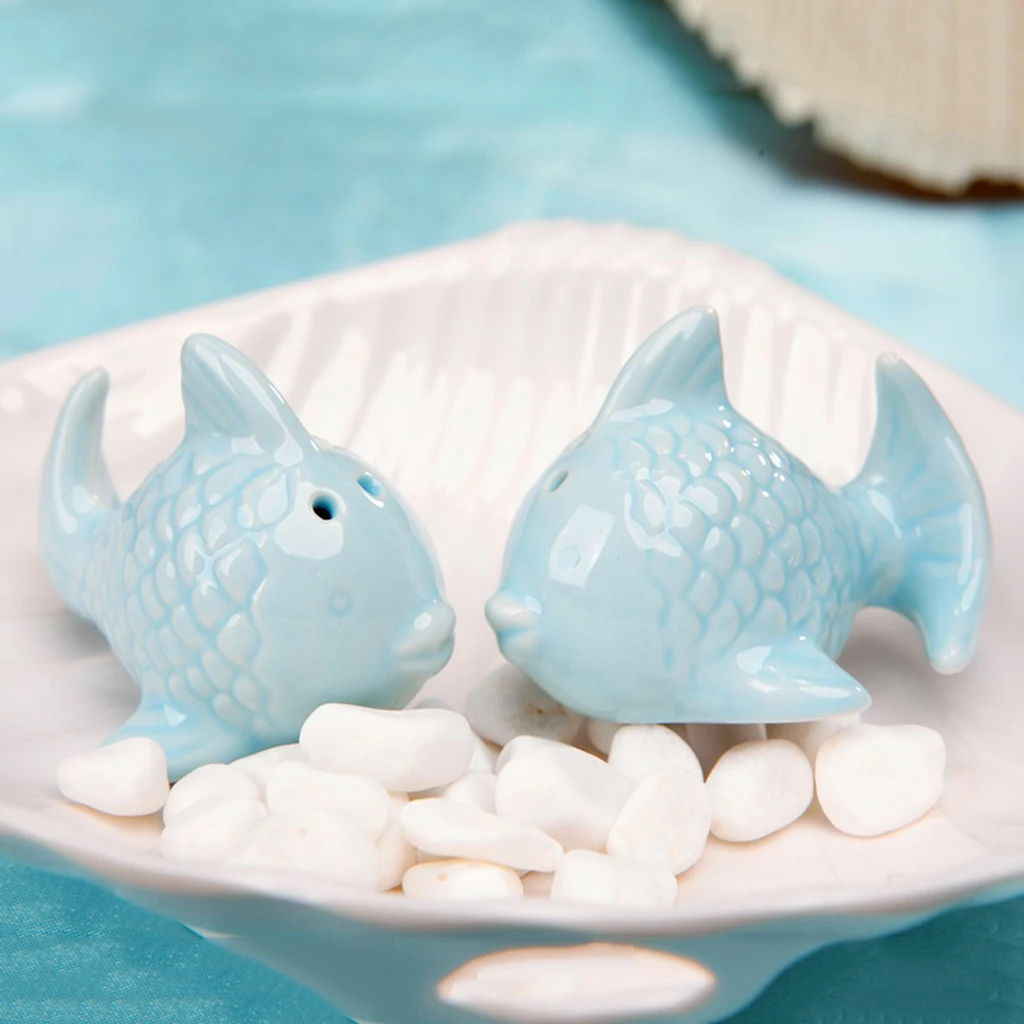 Комплект из 2 предметов рыба-Форма Керамика Солонка и перечница с дырочками