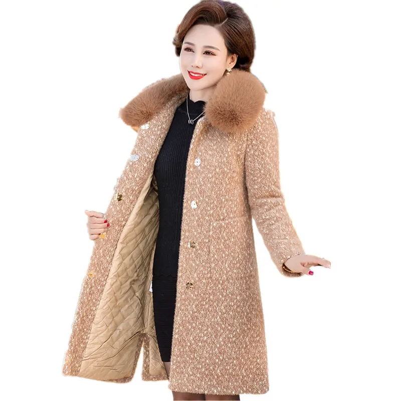 Classic coat Women Fur coats Middle age clothing Womens winter jacket with fur high quality Imitate Mink cashmere jacket 1434