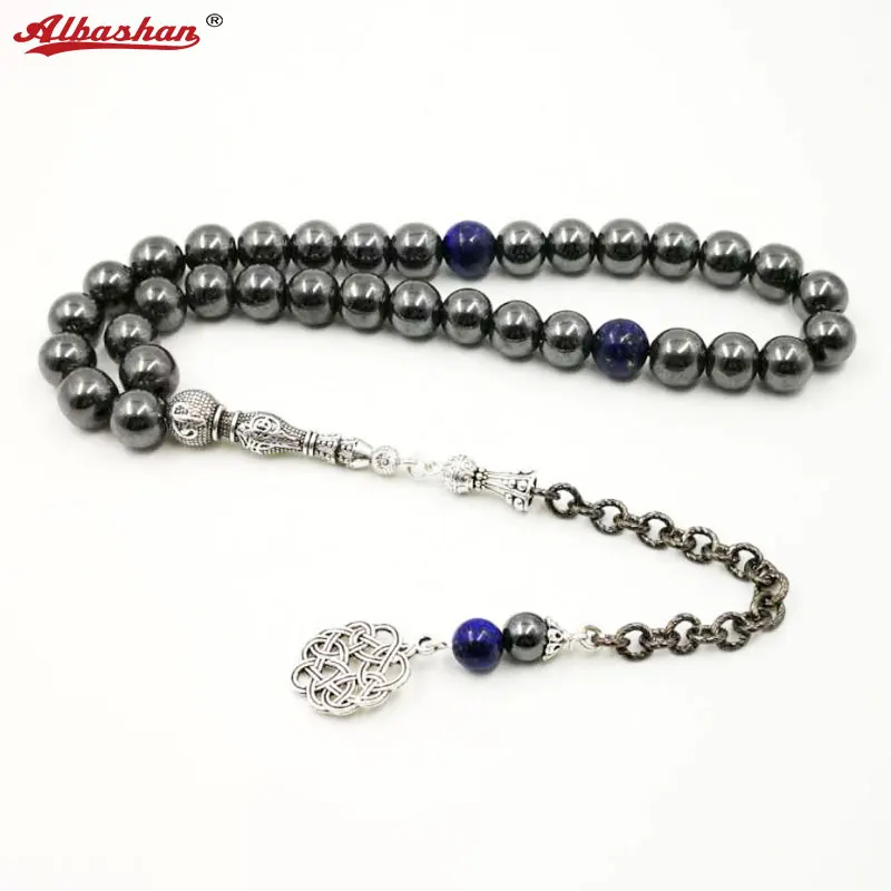 Мужской тасбиh натуральный гематит с лазуритом мужской браслет 2019 стильные
