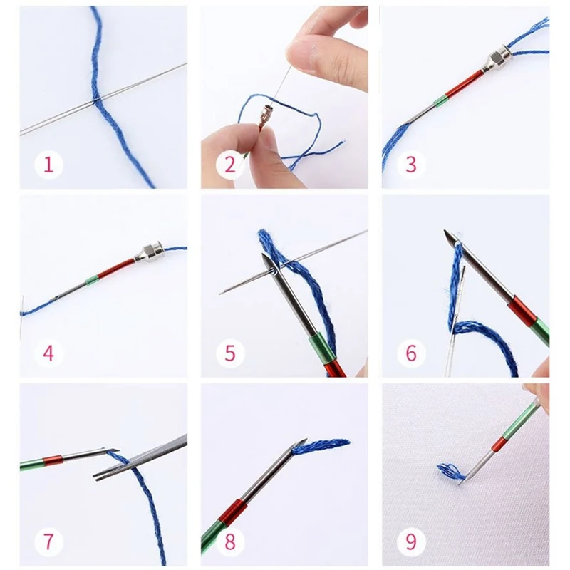 

Punch Needle Handle DIY Embroidery Pen with Needle Homemade Threader Knitting Needle Sewing Embroidery Stitching Craft Tool