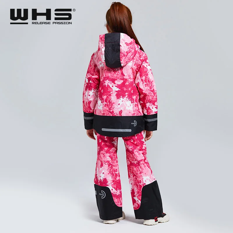 WHS горячая Распродажа, новые зимние костюмы для девочек детская Лыжная спортивная куртка ветронепроницаемое водонепроницаемое теплое пальто для подростков лыжная куртка на зиму, 4