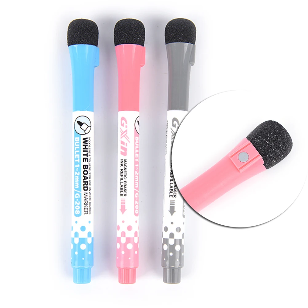 

1pcs White Board Whiteboard Marker Pen Eraser Art Mark Pen Oil Pen Creative Double Write Wipe Erasable Marker Pen 3 Colors