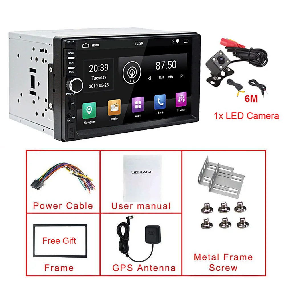 2G universal cam 2Din автомобильный мультимедийный плеер универсальный 2G+ 32G Автомобильный Радио Стерео Bluetooth gps Аудио Видео Android MP3 MP4 WiFi " HD Touch 1024*600 - Цвет: 2G universal cam