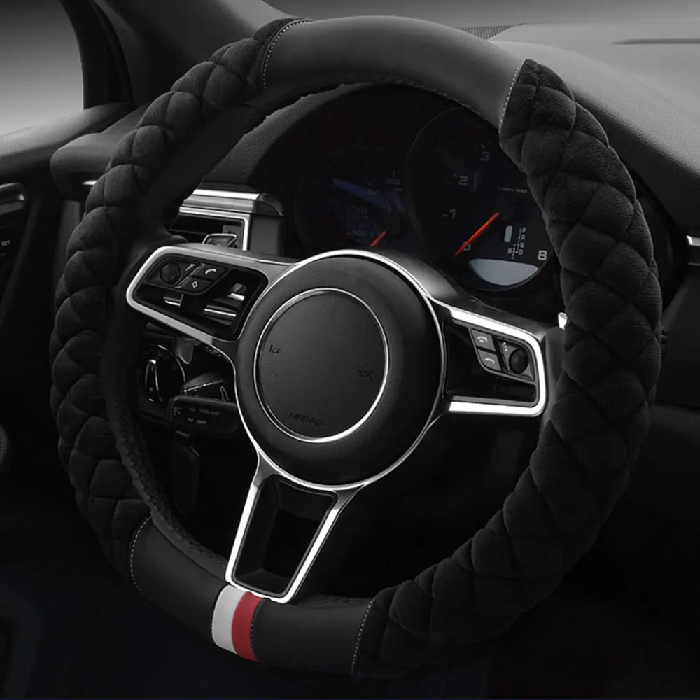 

Fashion Car Steering Wheel Cover Plush Wear-resistant 38cm