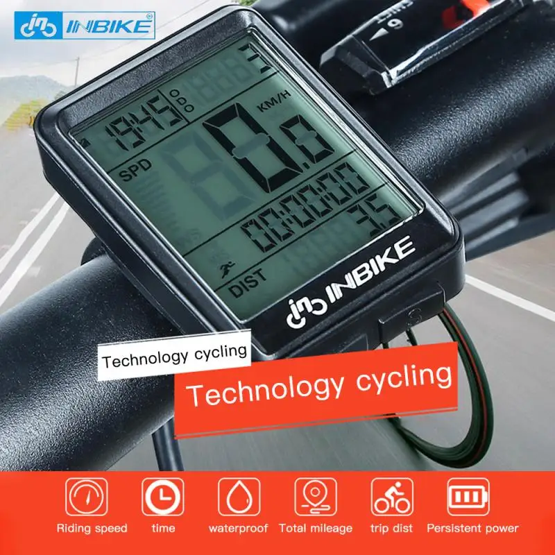 

INBIKE Waterproof Bicycle Computer Wireless Bike Counter MTB Road Bike Cycling Odometer Stopwatch Speedometer LED Digital Rate