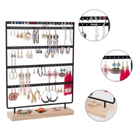 earrings organizer 5 layer 100 holes ear stud holder earring display stand wooden base jewelry organizer for hanging earrings