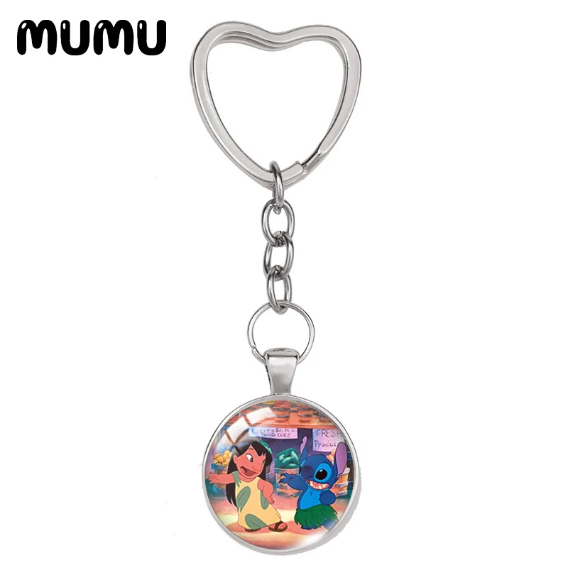 Брелок с изображением Лило и Стича в виде сердца милый ангел 2021 ювелирные изделия