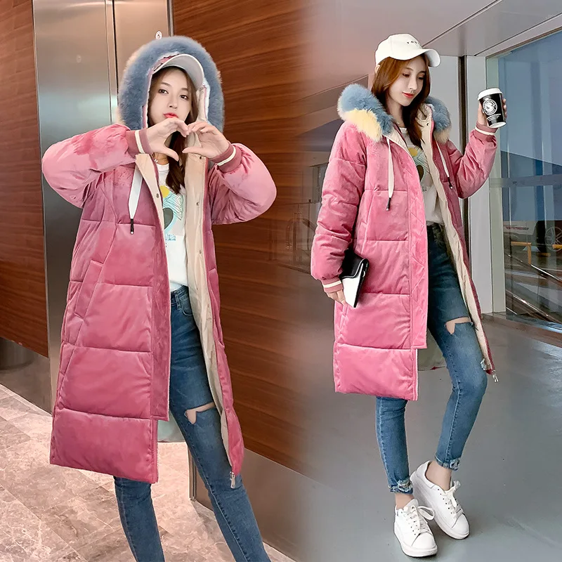 

Woman Winter Coats And Jackets Hooded Fur Collar Parkas Corduroy Coat Long Parka Women Large Size Women Jacket Parka Femenina