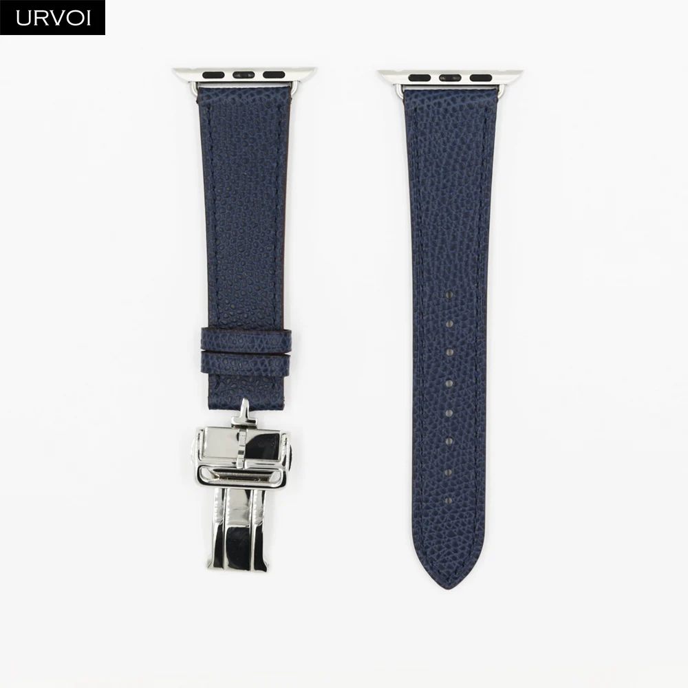 Dark Blue URVOI раскладной ремешок с пряжкой для Apple Watch 5 4 3 2 1 ремешок для iwatch Ремень Один Тур Дизайн Свифт кожа 38/40 42/44 мм - Цвет ремешка: Dark Blue