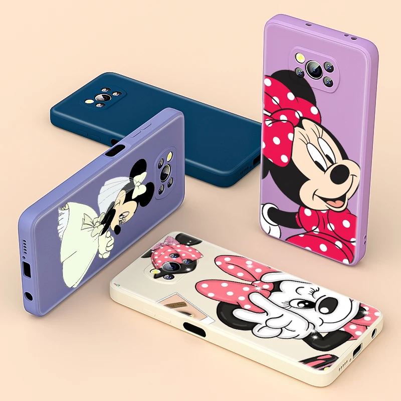 

Liquid Silicone Soft Cover Pink Minnie Mouse For Xiaomi Poco X3 NFC X2 M3 F3 GT C3 Mix 4 CC9 A3 Pro Lite Phone Case