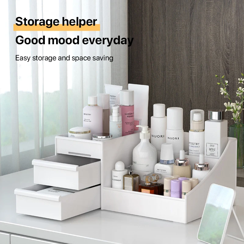 

Drawer makeup box dormitory organize plastic storage box cosmetic skin care dressing table desktop storage box