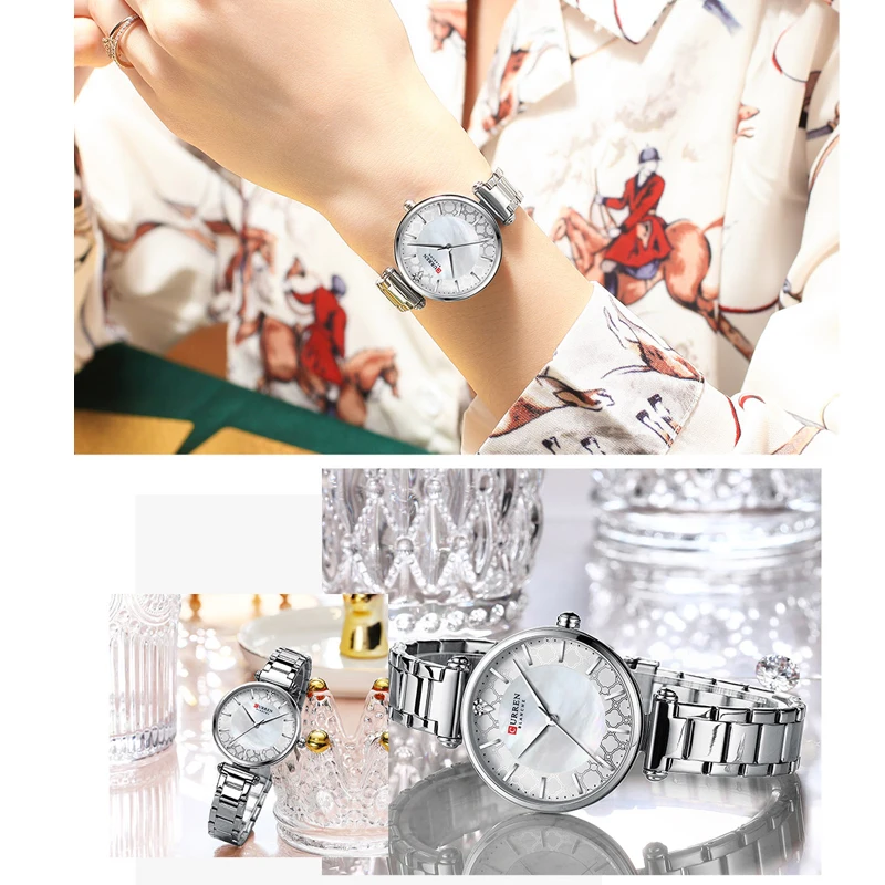 Часы CURREN Женские Кварцевые водонепроницаемые брендовые модные наручные с