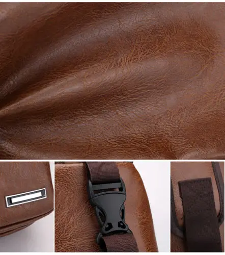 

Newest Fashion Men's Leather Sling Pack Chest Shoulder Crossbody Bag Biker Satchel Men Briefcases Hot Sales 2021