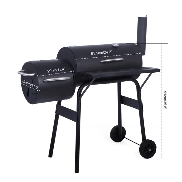 Parrilla de carb&oacute;n con ruedas de compensaci&oacute;n, medidor de temperatura para Patio, Picnic, Camping al aire libre, 1 unidad-2