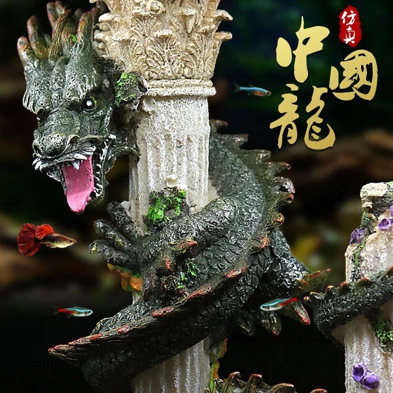 Экшн фигурка китайского дракона из смолы быстросъемная крышка аквариум для рыб