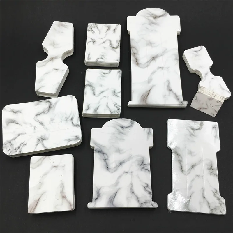 

100pcs New Arrival Marble Jewelry Display Card Stud Earring Necklace Hair Clip Packaging Paper Card Jewelry Set Cases & Displays