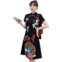 2021 new summer plus size 3xl 4xl party casual loose qipao traditional chinese clothes vintage modern cheongsam dress for women