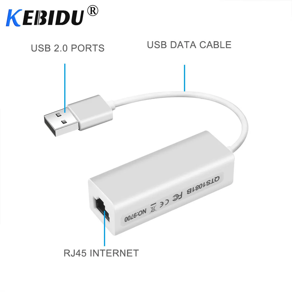 Kebidu USB 2 0 к RJ45 Lan адаптер Сетевая карта RD9700 высокая скорость для Mac OS Android планшетный