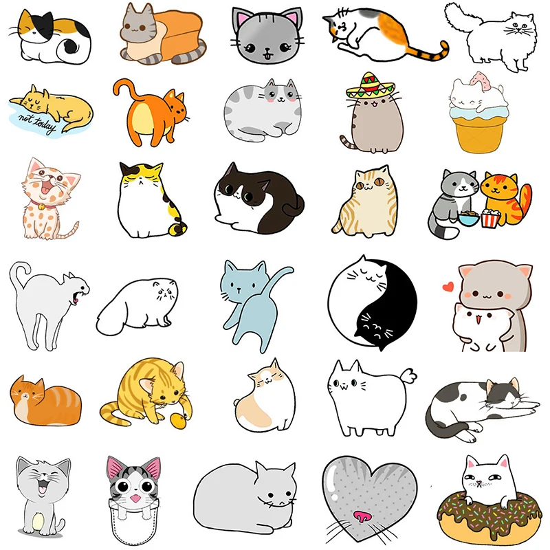 

50 шт./компл. Kawaii Cat Водонепроницаемые наклейки, милый Скрапбукинг своими руками, искусственная чашка с водой, декоративные наклейки