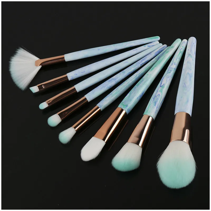 8 шт. красивые мраморные нефритовые кисти для макияжа набор теней век румяна