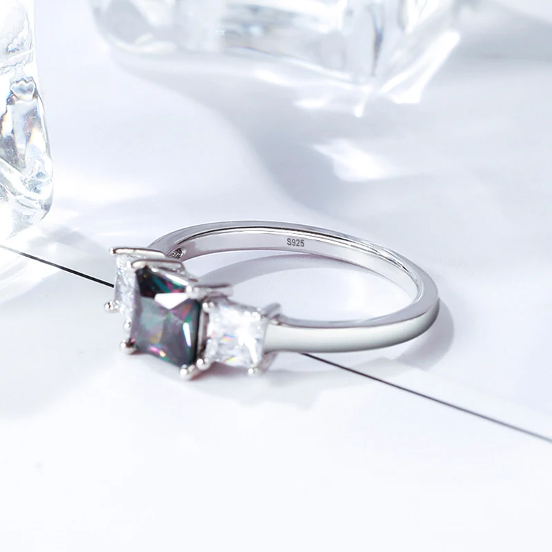 Новый 100% 925 Стерлинговое Серебро модный зеленый и синий Cz с камнями кольца для