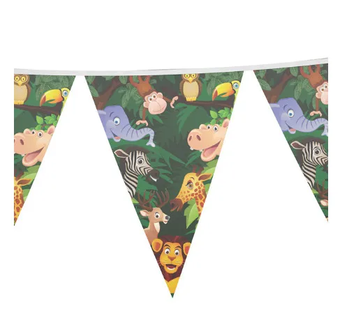 Милые животные джунглей вечерние тарелки салфетки чашки Лев партия Флаг посуда