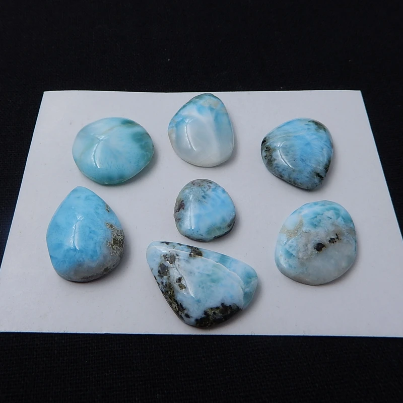 

Распродажа, 7 шт., натуральный камень, драгоценный кабошон Ларимар, 22x21x7 мм, 17x15x5 мм, 31,9 г, камень Sem, драгоценный камень, кабошон, оправа для ювелирных изделий