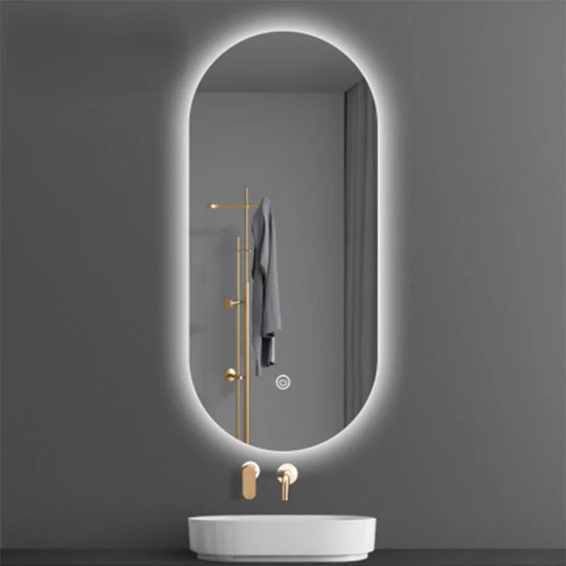 

Bathroom mirror, Prima Series, capsule, wall mounted, LED light, push button switch, led