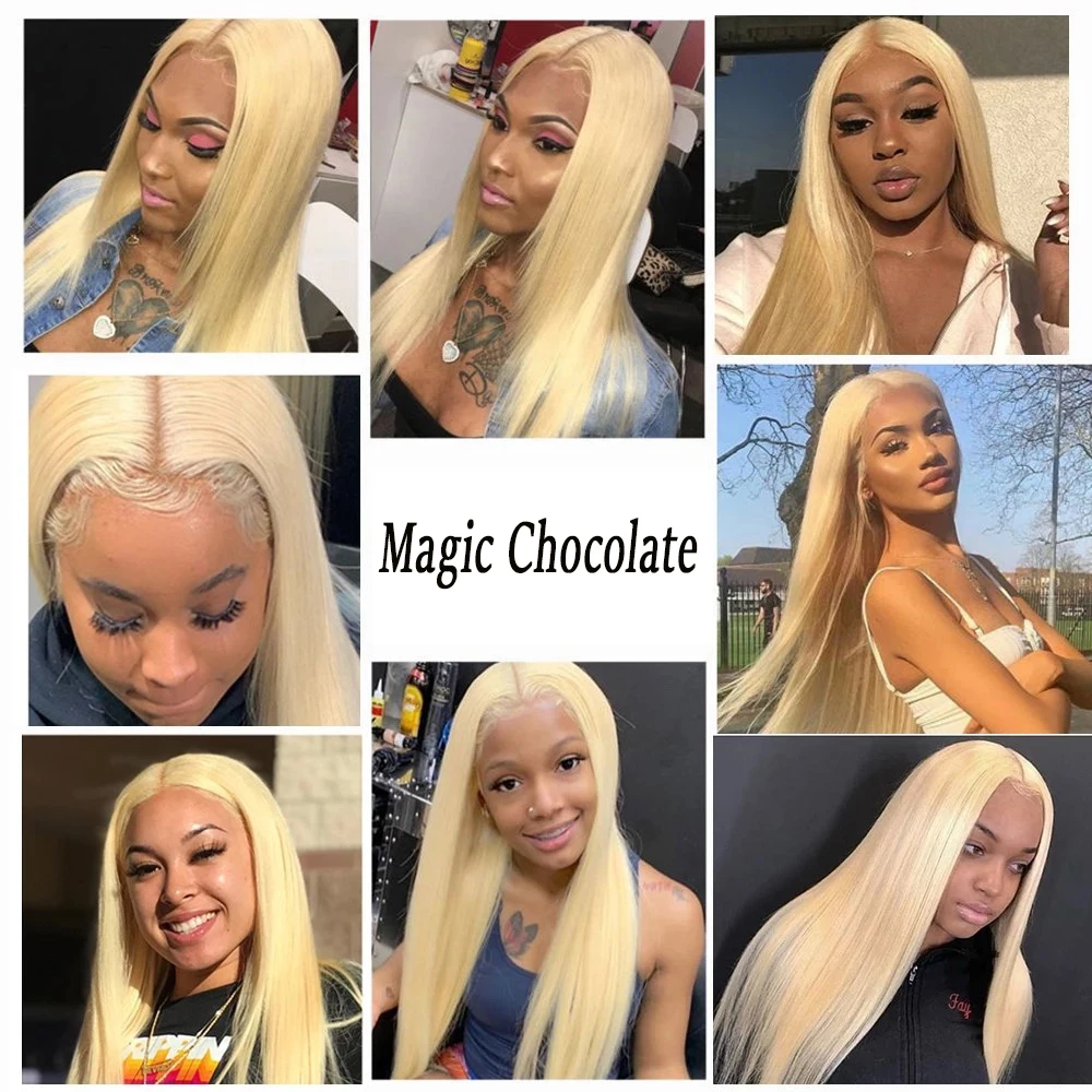 

Straight T PART 613 Transparent Lace Front Human Hair Wigs Middle Part Malaysia Pre-Plucked Remy Hair Wigs For Women