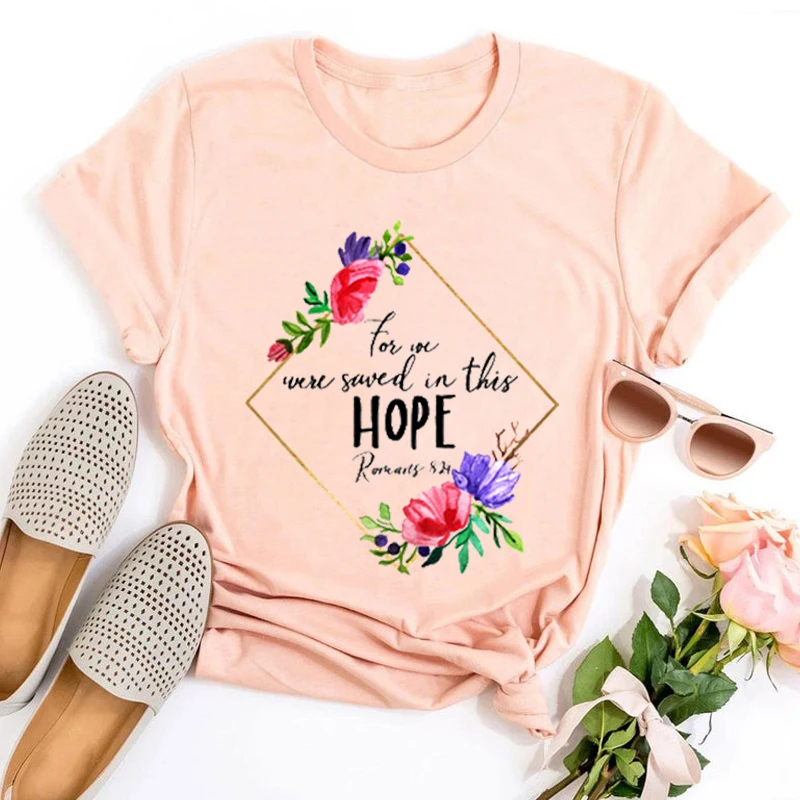 Футболка графическая с надписью Hope Flower женская христианская одежда изображением