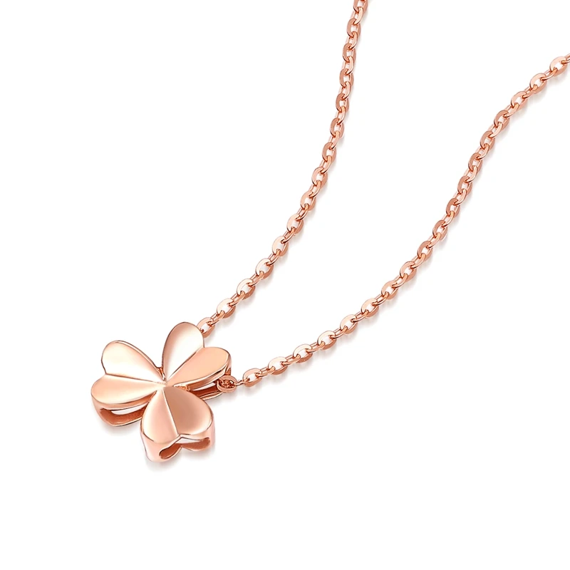 Lucky Элегантный Клевер 18 К чистый настоящий однотонный розовое золото цветок