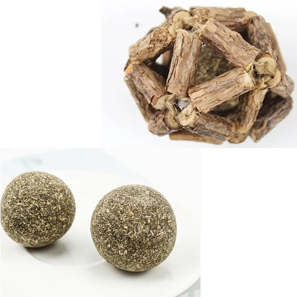 Handmade Cat Toys Ball Wood Sticks Catnip Pet Supplies Rolling Funny Cats Biting Training Toy | Дом и сад