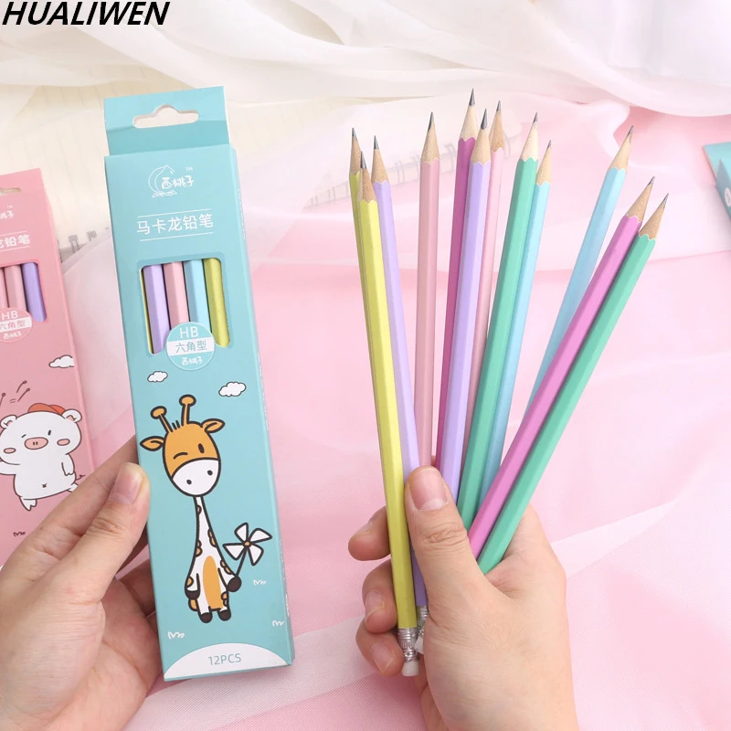 

12Pcs/Set Pencil Hb Pencil Stationery Items Drawing Supplies Cute Pencils For School Basswood Office School Cut