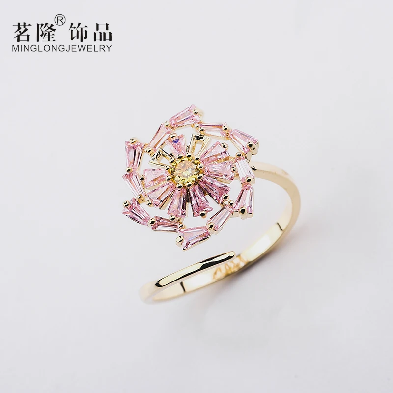 Открытое цветочное женское кольцо - регулируемое украшение для помолвки - женский подарок, упакованный в подарочный футляр - изменяемое 2020 года новинка - хорошо идет.