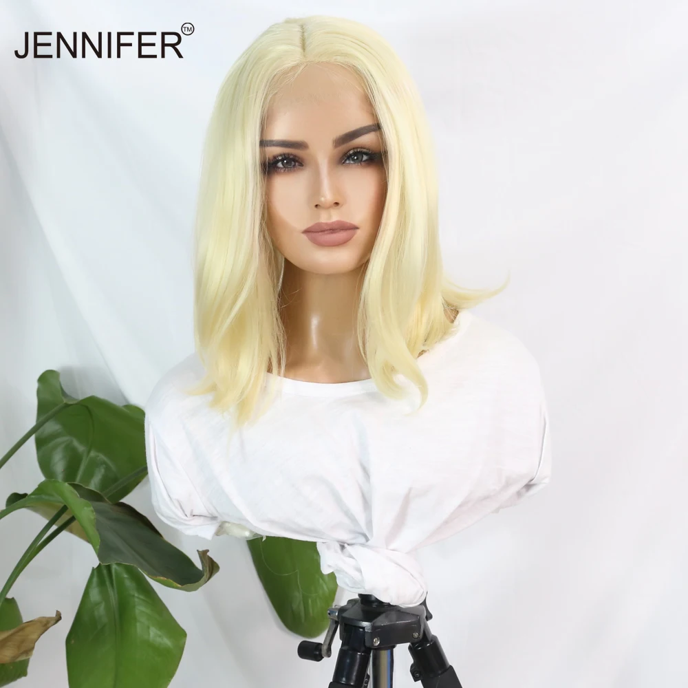 

Short Wave/Straight Synthetic Wigs for Women Middle Part Lace Hair Pink/Wine Red/613 Color Daily/Party Heat Resistant Fiber